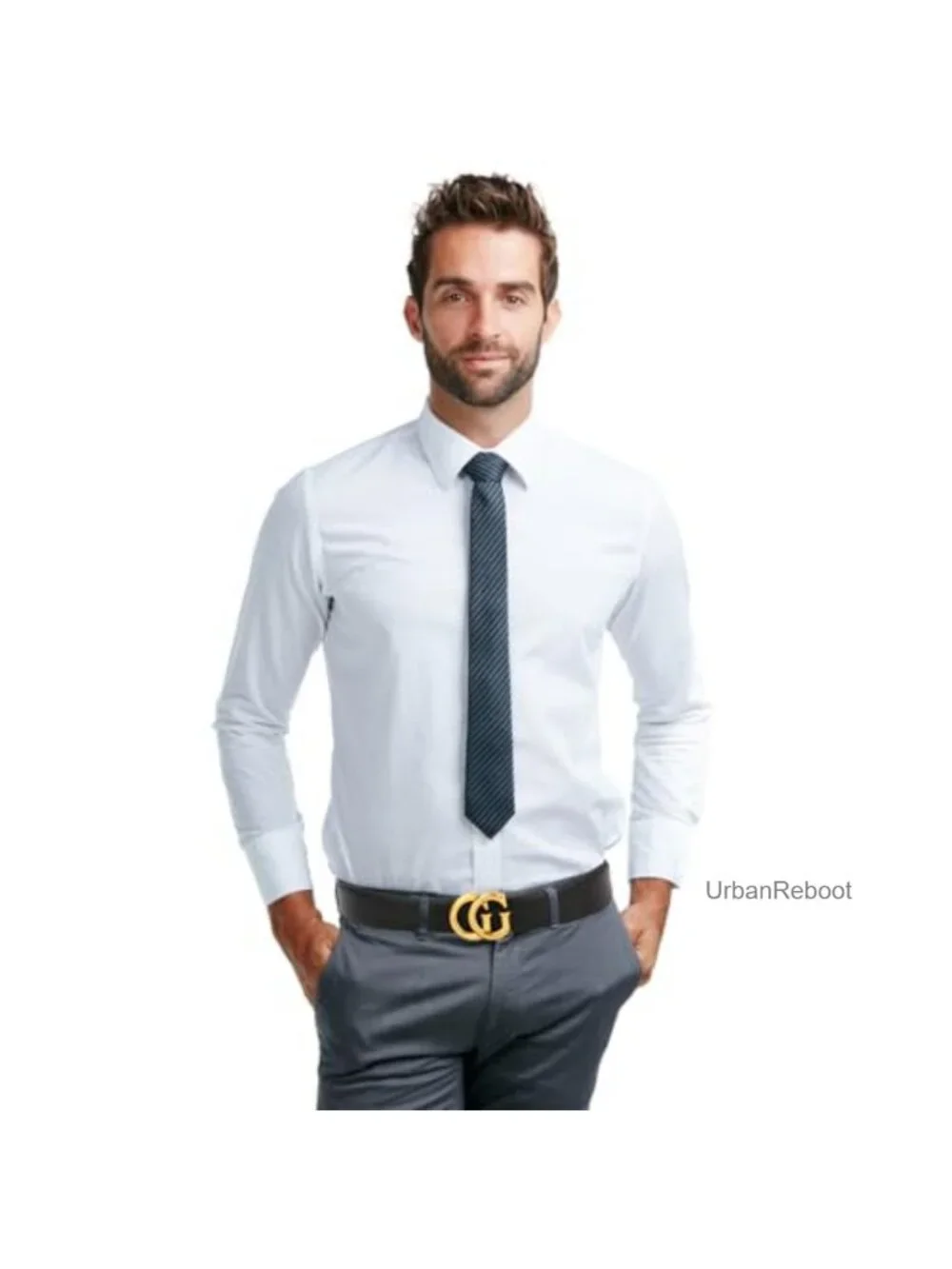 Reversible Leather Belt Gold Buckle 1.3
